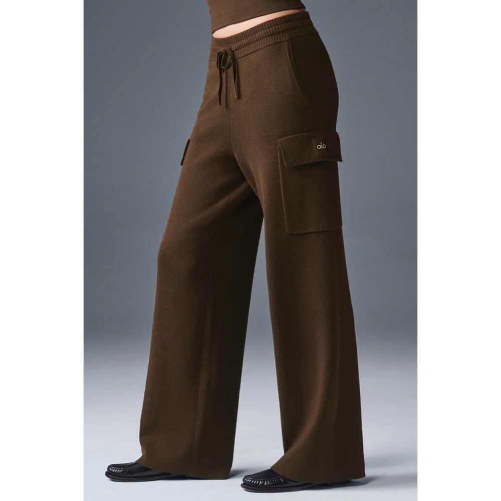 Alo Yoga Scholar Knit High-Waist Cargo Pant Expresso M - Picture 5 of 12